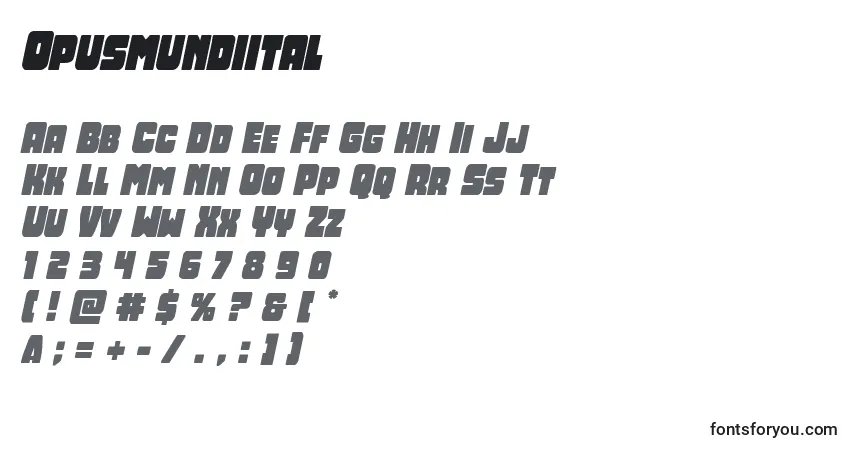 Opusmundiital font – alphabet, numbers, special characters