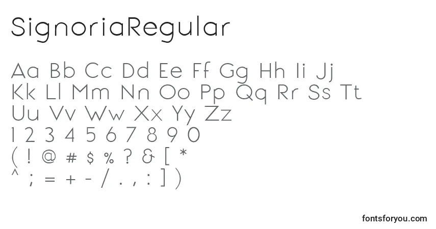 Шрифт SignoriaRegular – алфавит, цифры, специальные символы