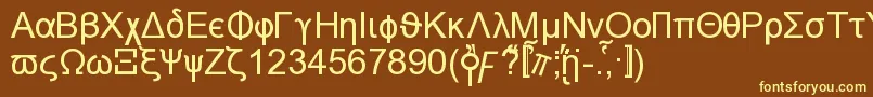 Naxosn-fontti – keltaiset fontit ruskealla taustalla