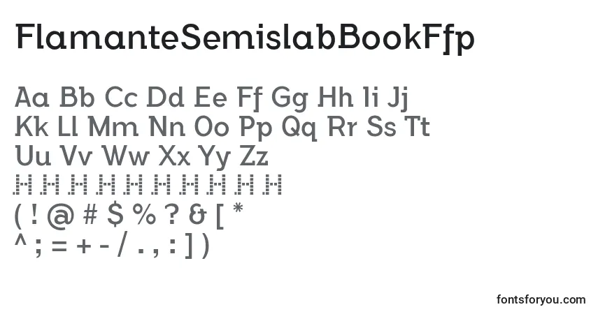 A fonte FlamanteSemislabBookFfp – alfabeto, números, caracteres especiais