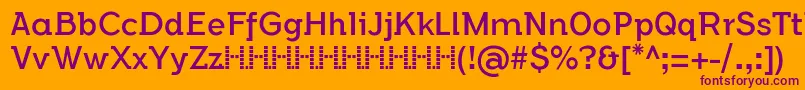 FlamanteSemislabBookFfp-Schriftart – Violette Schriften auf orangefarbenem Hintergrund
