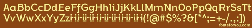 FlamanteSemislabBookFfp-fontti – keltaiset fontit ruskealla taustalla