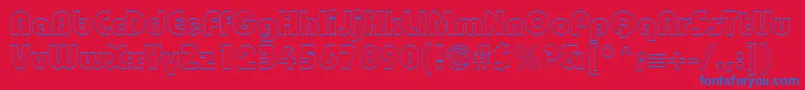 BordeauxblackoutlineRegular-Schriftart – Blaue Schriften auf rotem Hintergrund