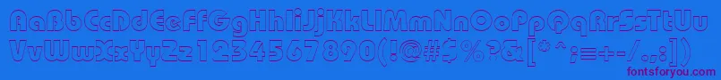BordeauxblackoutlineRegular-Schriftart – Violette Schriften auf blauem Hintergrund