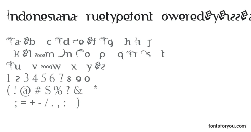 Czcionka IndonesianaTruetypefontPoweredByFizzLabz – alfabet, cyfry, specjalne znaki