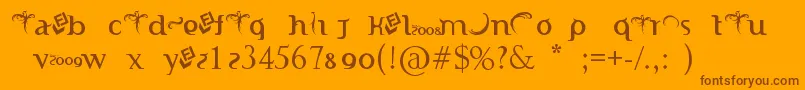 Fonte IndonesianaTruetypefontPoweredByFizzLabz – fontes marrons em um fundo laranja