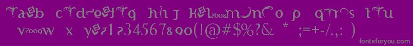 Weitere Informationen zur IndonesianaTruetypefontPoweredByFizzLabz-Schriftart IndonesianaTruetypefontPoweredByFizzLabz-Schriftart – Graue Schriften auf violettem Hintergrund
