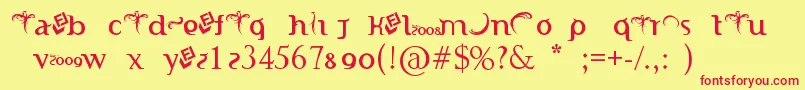 IndonesianaTruetypefontPoweredByFizzLabz Font – Red Fonts on Yellow Background