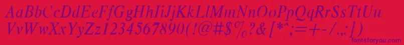 RespectNarrowItalic.001.001 Font – Purple Fonts on Red Background