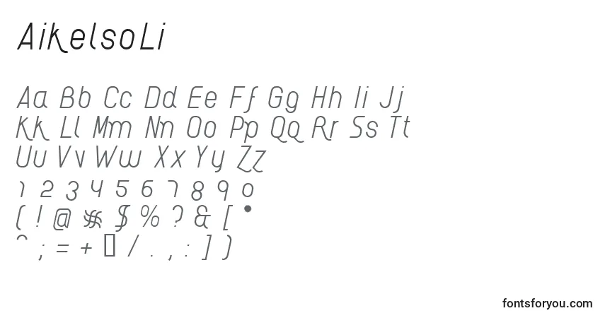 A fonte AikelsoLi – alfabeto, números, caracteres especiais