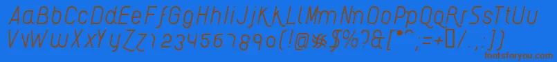 フォントAikelsoLi – 茶色の文字が青い背景にあります。