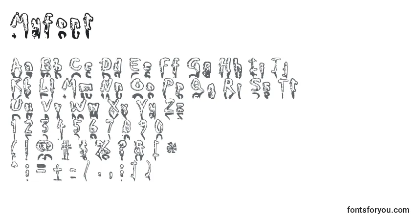 Czcionka Myfont – alfabet, cyfry, specjalne znaki