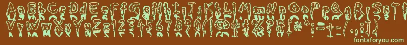 Myfont-Schriftart – Grüne Schriften auf braunem Hintergrund