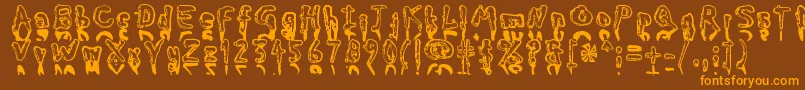 Myfont-fontti – oranssit fontit ruskealla taustalla