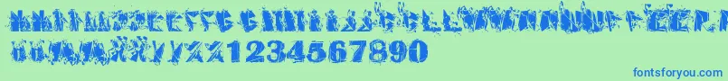 Abstract001 Font – Blue Fonts on Green Background
