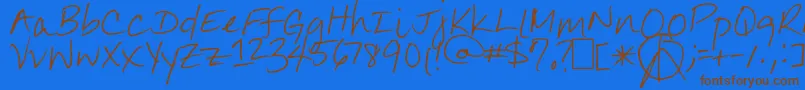 JennilynsEveryday-Schriftart – Braune Schriften auf blauem Hintergrund