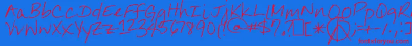 JennilynsEveryday-Schriftart – Rote Schriften auf blauem Hintergrund