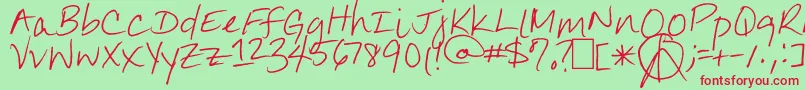 JennilynsEveryday Font – Red Fonts on Green Background