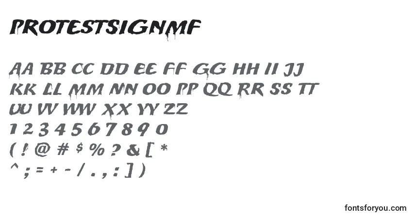 Шрифт ProtestSignMf – алфавит, цифры, специальные символы
