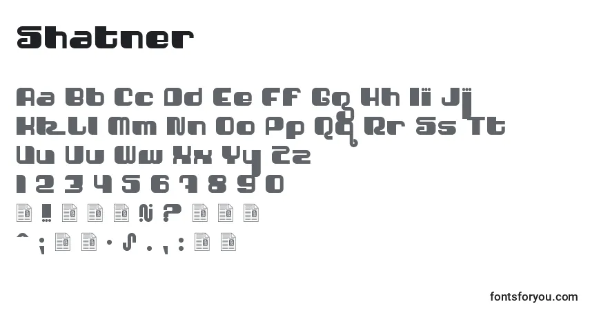 A fonte Shatner – alfabeto, números, caracteres especiais