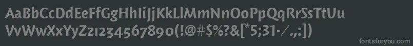 フォントWoodlandltitcTtBold – 黒い背景に灰色の文字