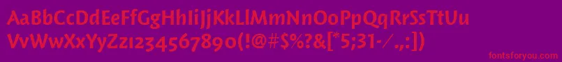 フォントWoodlandltitcTtBold – 紫の背景に赤い文字