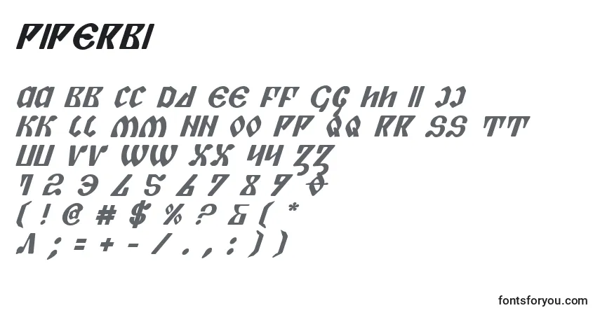 Schriftart Piperbi – Alphabet, Zahlen, spezielle Symbole