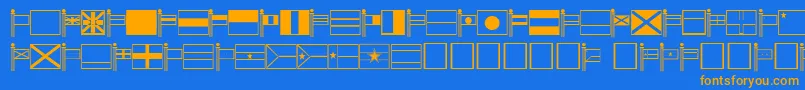 World Font – Orange Fonts on Blue Background