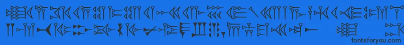 Fonte Easycuneiform – fontes pretas em um fundo azul