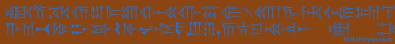 Easycuneiform-fontti – siniset fontit ruskealla taustalla