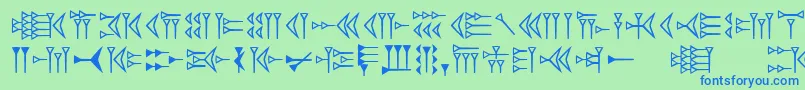 フォントEasycuneiform – 青い文字は緑の背景です。