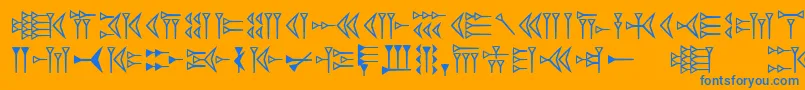 Easycuneiform Font – Blue Fonts on Orange Background