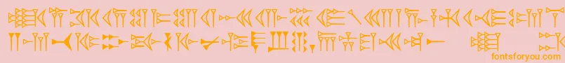 Easycuneiform-Schriftart – Orangefarbene Schriften auf rosa Hintergrund