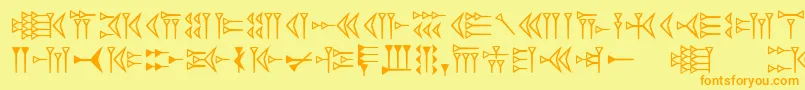 Fonte Easycuneiform – fontes laranjas em um fundo amarelo