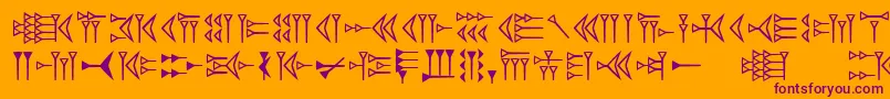 Easycuneiform-fontti – violetit fontit oranssilla taustalla