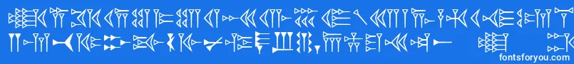 Fonte Easycuneiform – fontes brancas em um fundo azul