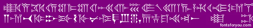 Easycuneiform-Schriftart – Weiße Schriften auf violettem Hintergrund