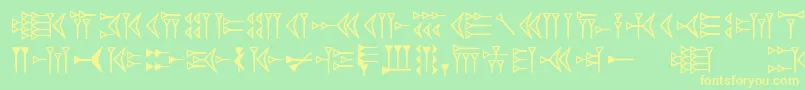 Easycuneiform-Schriftart – Gelbe Schriften auf grünem Hintergrund