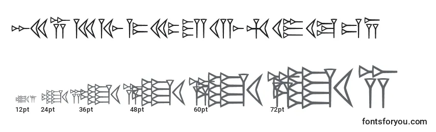 Größen der Schriftart Easycuneiform