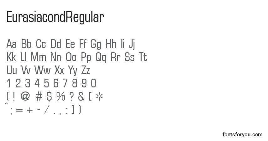 Schriftart EurasiacondRegular – Alphabet, Zahlen, spezielle Symbole