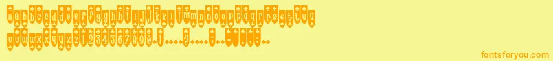 フォントPopuluxeBlub – オレンジの文字が黄色の背景にあります。