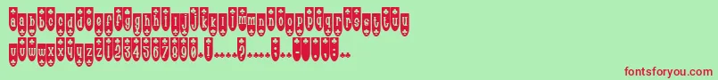 PopuluxeBlub-Schriftart – Rote Schriften auf grünem Hintergrund