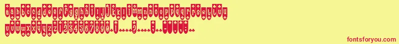 PopuluxeBlub-fontti – punaiset fontit keltaisella taustalla