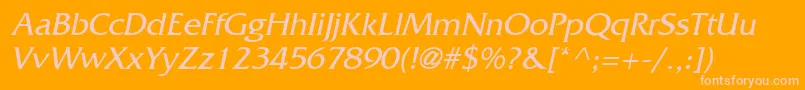 FritzItalic-Schriftart – Rosa Schriften auf orangefarbenem Hintergrund