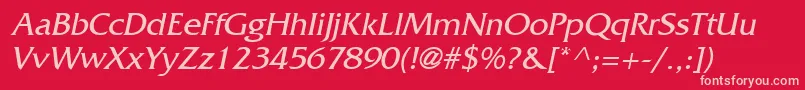 フォントFritzItalic – 赤い背景にピンクのフォント