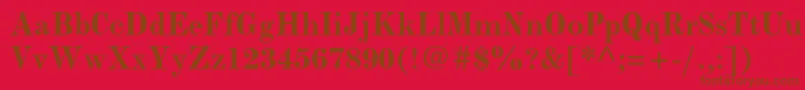 ModernmtstdBold-Schriftart – Braune Schriften auf rotem Hintergrund