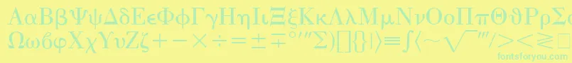 フォントEisagoGreekSsi – 黄色い背景に緑の文字