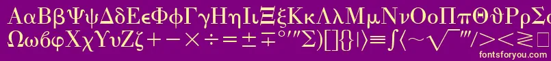 EisagoGreekSsi Font – Yellow Fonts on Purple Background