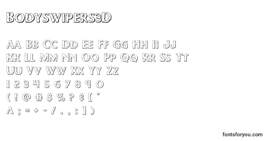 Czcionka Bodyswipers3D – alfabet, cyfry, specjalne znaki