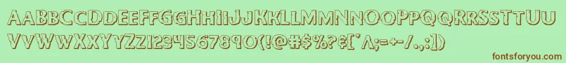 Bodyswipers3D-Schriftart – Braune Schriften auf grünem Hintergrund